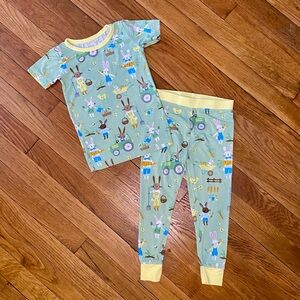 Little Sleepies 18-24 months Bunny Print Pajamas - Green and Yellow